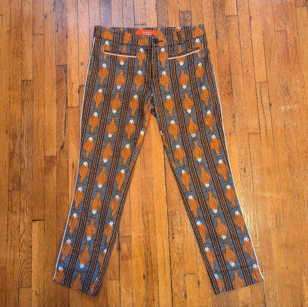Anthropology Cartonnier Fish Print pants size 4